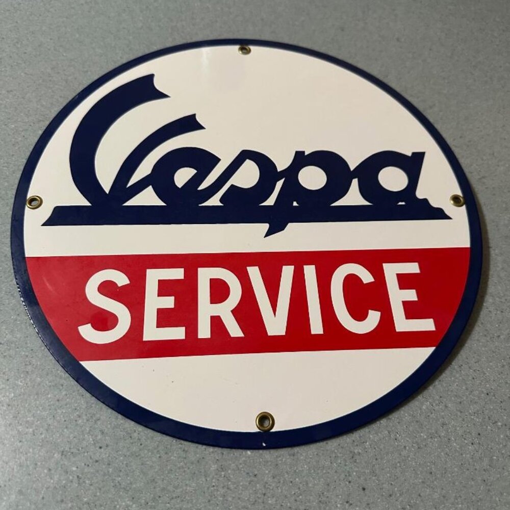 Italy VESPA Motor Scooter Service Sign Metal Auto Collectible Garage Bar Decor